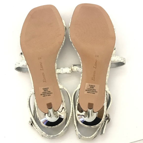 ESSEX LANE Madalie Snake Skin Leather Heeled Sandals Disco Lizard Heels Size 8 - Picture 13 of 16